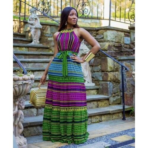 2020 summer sexy african women printing sleeveless long dress african dresses for women african clothing