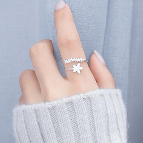 2021 Enamel Plum Flower Adjustable Ring Elegant Fine Jewelry for Women Girls Romantic Party Bijoux Wedding Bridal Jewelry