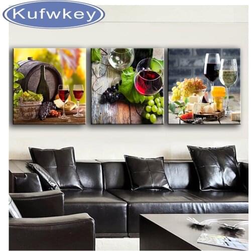 3pcs,5d diy Full square Diamond Painting Cross Stitch fruit,wine,glass,home decoration,Diamond Embroidery,Diamond mosaic,sticker