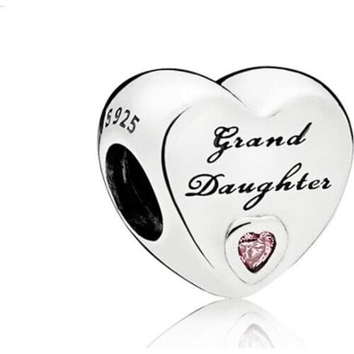 Authentic 925 Sterling Silver Bead Granddaughters Love Charm Fit Fashion Women Pandora Bracelet Bangle Gift DIY Jewelry