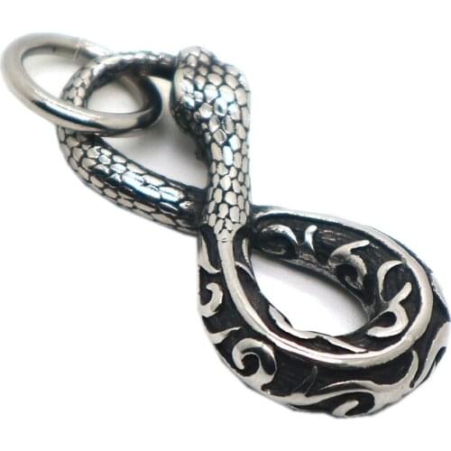Number 8 Mewest Unisex 316L Stainless Steel Black Mamba Spirit Cool Snake Pendant Chain