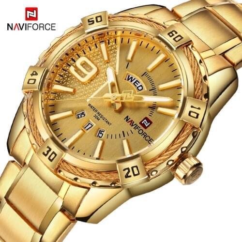 NAVIFORCE Top Brand Mens Watches Fashion Luxury Stainless Steel Military Quartz Watch Men Casual Waterproof Sport Clock Relogio