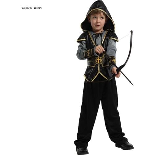 Kids Children Halloween Hunter Archer Costumes for Boys Warrior Crusaders Cosplays Carnival Purim parade Masquerade Party dress