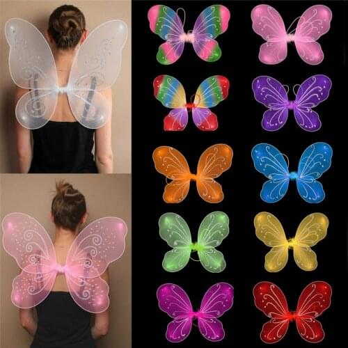 Kids Perform Costume Butterfly Dress Up Muiticolor Wing Big Pixie Wings Costume For Halloween Cosplay Birthday Party