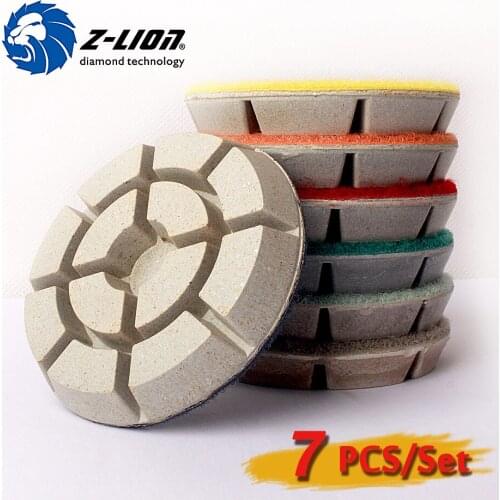 Z-Lion 3" 80mm Floor Polish Discs 7pcs/Lot Dry Wet Diamond Polishing Pads for Marble Granite Floor Thickness 10mm Grinding Discs