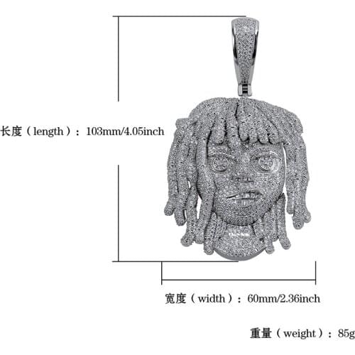 European and American Hip-Hop Jewelry Full Zirconium Head Pendant Copper Inlaid Zircon Necklace