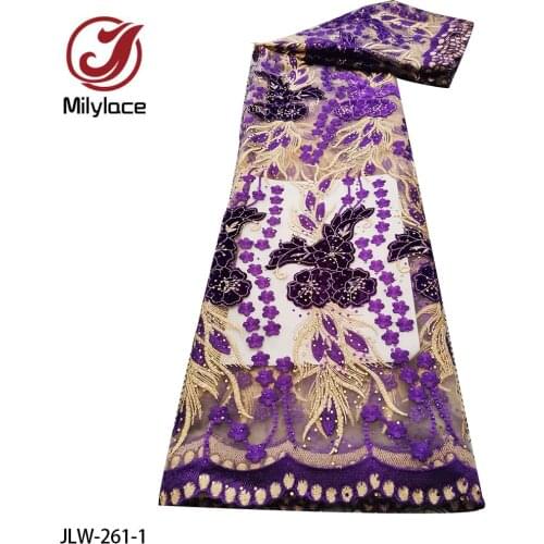 French Net Lace Fabric with Velvet Lace Fabric 2021 High Quality Tulle African Lace for Wedding Dress JLW-261