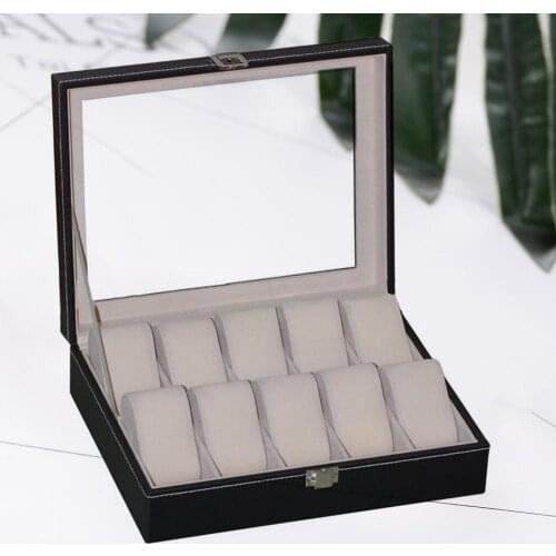 10 Slots PU Leather Watch Box Case Professional Holder Organizer Jewelry Bracelet Necklace Storage Organizer Dropshipping