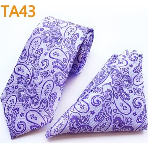 Mens Ties Set Elegant Purple Necktie Pocket Square Sets for Wedding