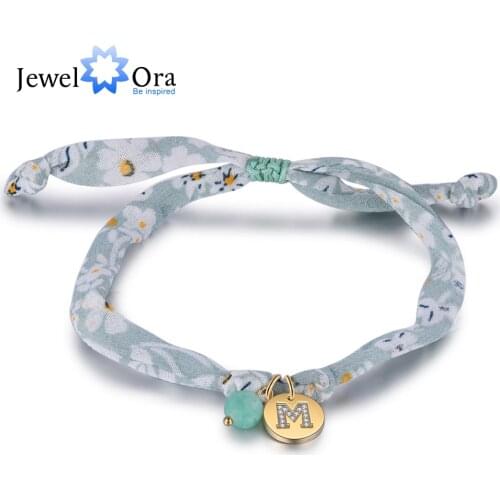 JewelOra Personalized Letter Alphabet Initial Bracelets for Women Customized Engraved Name Adjustable Bracelet Christmas Gift
