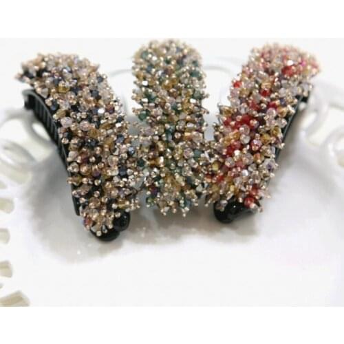 Colorful Crystal Rice Bead Twist Ball Head Horsetail Clip Hair Clips for Women Girls Hairpins Barrettes Hair Accessories