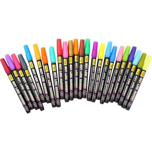 24 Colors Double Line Outline Pen Set Metallic Color Highlighter Marker Pen for Kids Art Painting Writing Drawing