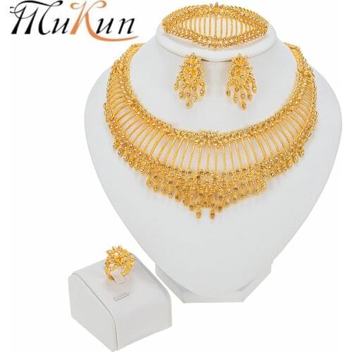MUKUN Luxury African Water Drop Jewelry Sets For Women Wedding Cubic Zirconia CZ Dubai Bridal Jewelry Set Dance Party gift