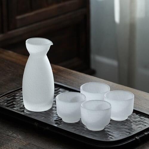Wine Cold Sake Set Japanese Style White Modern Creative Sake Set Frosted Glass High Quality Copas De Vino Kitchenware EI50BW