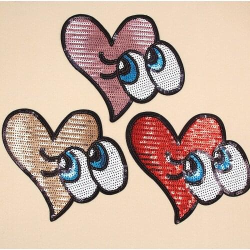 New Eye With Sequined Patches Fashion Applique lron on Patch for Clothes Bags DIY Decal Apparel Accessory 1pcs