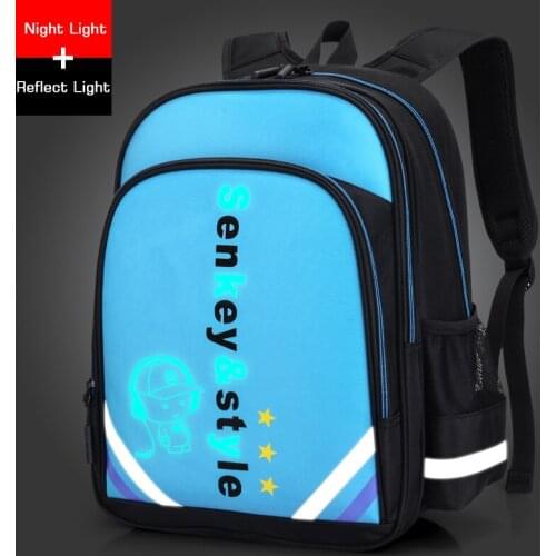NEW Noctilucent Cartoon Backpack Teenager School Bags Night Light Kids Child Bags with Safety Warning of Reflective Stripe(B326)