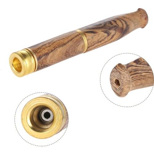 Portable Tobacco Pipes Ebony Smooth Double Filter Wood Pipe Cigarette Holder Filter Smoking Pipes Men Gifts Smoke Mouthpiece 1pc