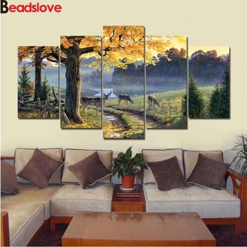 Multi-pictures Deer in Autumn Forest diy full square 5d diamond painting,round diamond mazayka mosaic set embroidery home decor