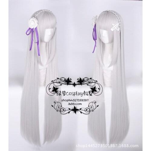 Re:Life in a different world from zero Emilia cosplay wig Comic Emilia light purple long straight hair wig costumes