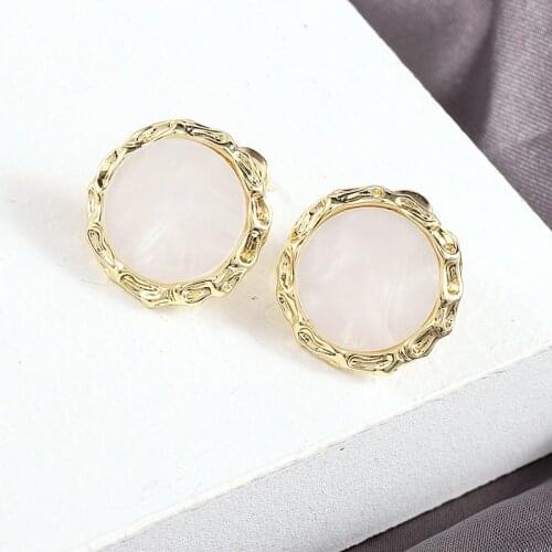 Sweet Girl Earrings Korean Fashion New Earrings Wild Geometric Acrylic Round Simple And Small Earrings Womens Wholesale Brincos