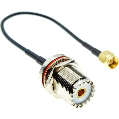 SMA Male Plug to SO239 UHF Female Bulkhead RF Jumper pigtail Cable RG174 Coax Connector