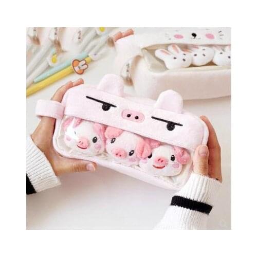 Cute Plush Cosmetic Bag Kawaii Large Capacity Pencil Case Travel Makeup Bag Organizer Portable Toiletries Storage Pouch