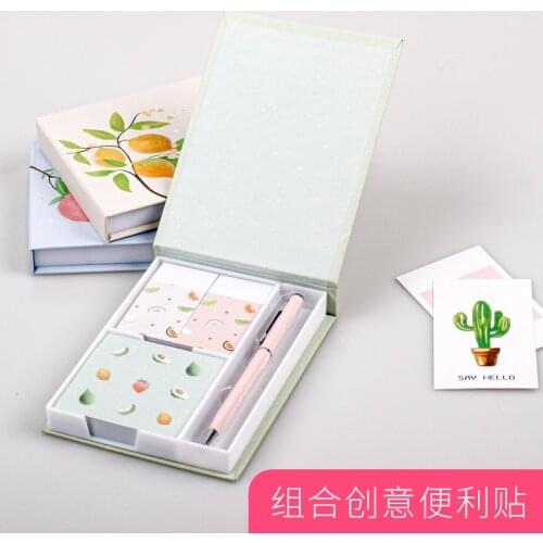 Boxed cute cartoon mouse fruit boxed sticky note Student multi-function note book with pen combo set message sticker