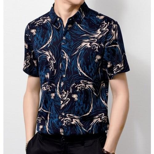 Streetwear Retro Shirt Camisetas Masculina Fashion Dress Shirt Men Short Sleeve Personality Print 2020 Summer Casual Shirts Male