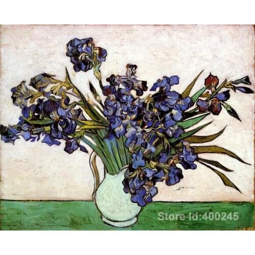 Vase with Irises by Vincent Van Gogh Oil painting reproduction home decor Hand painted High quality