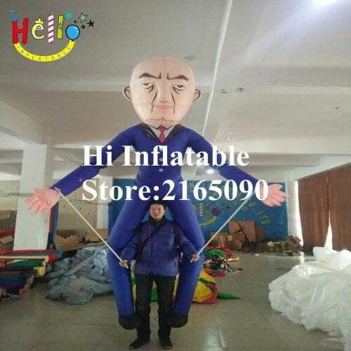 3.5 m high customized long legs inflatable leader old man puppet costume