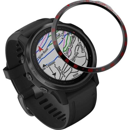 For Garmin Fenix 6S 6SPro Watch Bezel Ring Etched Adhesive Cover Anti Scratch Stainless Steel Protective Case Watch Accessories