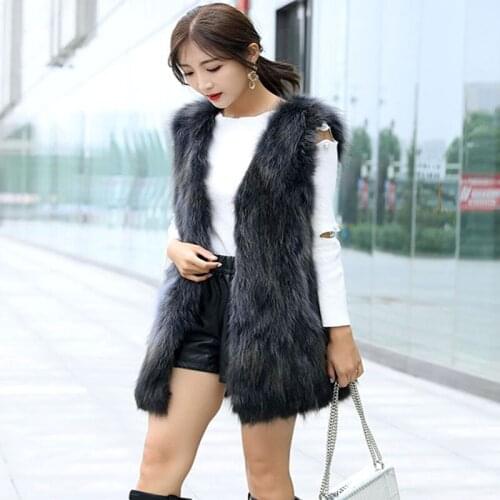 New womens real genuine natural raccoon fur vest gilet warm winter custom any size