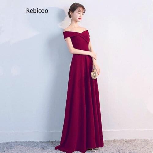 New party Dress Elegant A-line Wine Red Long Dress Party Elegant Vestido De Festa Long Prom Gown