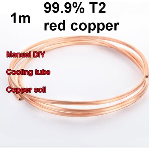 1m T2 Red Copper coil 2/3/4/5/6/8mm Copper tube Air Conditioning Copper Pipe Soft Tube 99.9% T2 Copper Manual DIY Cooling tube