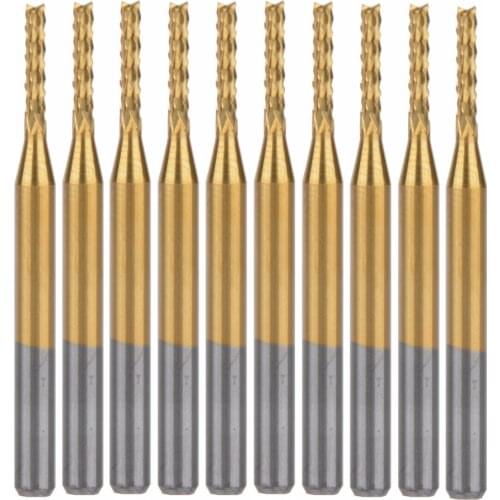 10pcs Titanium Coat Carbide 3.175X1.6X8.5mm PCB Carbide Tools, CNC Cutting Bits, Millinging Cutters