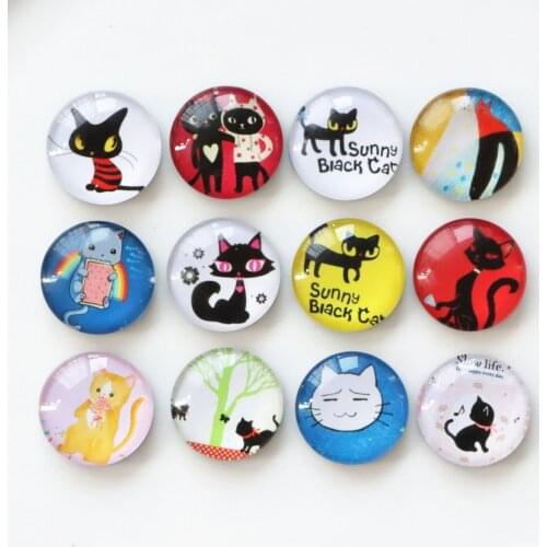 12pcs/lot Cute Cat refrigerator magnet Kawaii Black Cat Crystal Magnet Cartoon Animal message sticker Home Decor Pets Lover gift