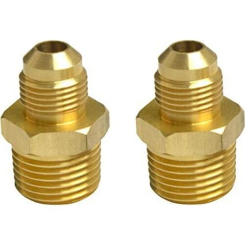 2 PCS Compression Metals Brass Couples Tube Fitting, Half-Union Gas Adapter, 3/8" Flare x 1/2" Male Pipe