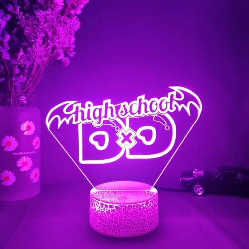 3D Illusion Comic Lamp High School DxD Letter Laser Engraved Silhouettes Visualization Night Light Home Decor Otaku Desk Setup