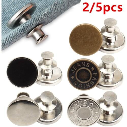 5PCs Snap Fastener Metal Buttons For Clothing Jeans Perfect Fit Adjust Self Increase Reduce Waist Free Nail Twist Sewing Buttons
