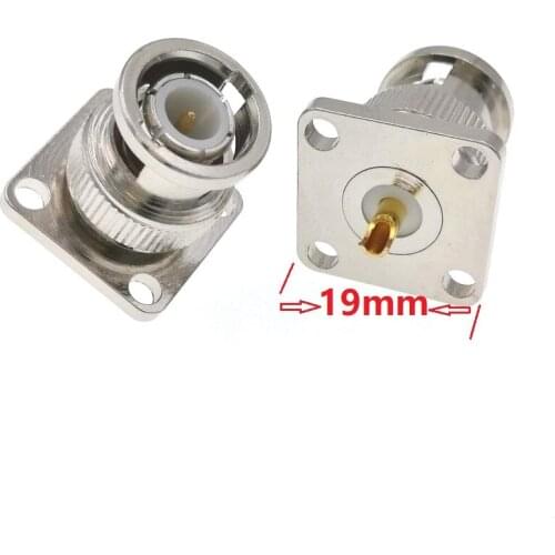 50pcs BNC 4 Hole Panel Mount Male Plug With Solder Cup Straight RF Connector