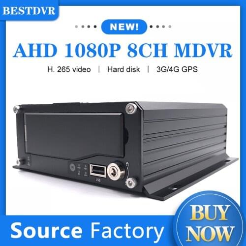 8-channel hard disk SD card 3G 4G GPS mobile DVR with built-in G-sensor h.265 video remote monitoring and positioning host