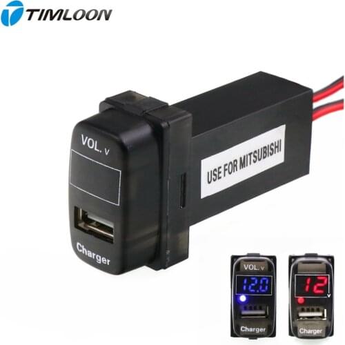 5V 2.1A USB Interface Socket Car Charger and Voltage Meter Battery Monitor Use for Mitsubishi,ASX,Lancer,Outlander,Pajero