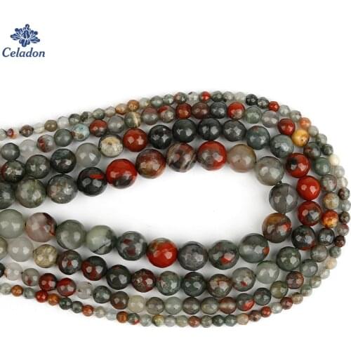 38cm 4 6 8 10mm Faceted Round Ball Natural Stone Beads for Jewelry Making DIY Necklace Bracelet Earring Findings Bloodstone