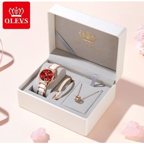 OLEVS Luxury Ladies Watches Gift Set Casual Dress Waterproof Automatic Mechanical Women Watch Fashion 2021 Bracelet Female Clock