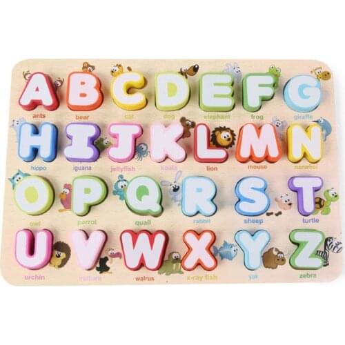 Number/ Letter / shape Wooden Chunky Puzzle Preschool Early Educational Toys 24BE