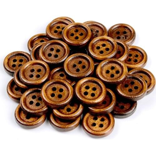 100Pcs 4-Holes Wooden Buttons For Craft Round Sewing Buttons Scrapbook DIY Home Decoration Accessories