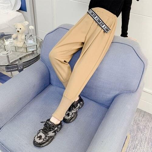 Kids Elastic Waist Loose Trousers Girls All-matched Casual Cotton Denim Harem Pants Child Harem Pants School Trousers