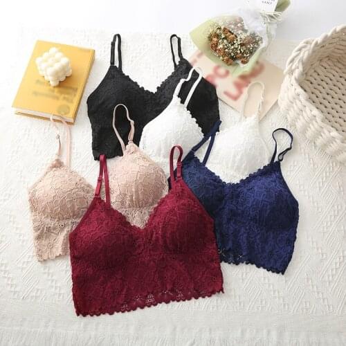 Women Push Up Wireless Lace Bra Bralette Lingerie Tube Tops Seamless Padded Adjusted-Straps Underwear Plus Size