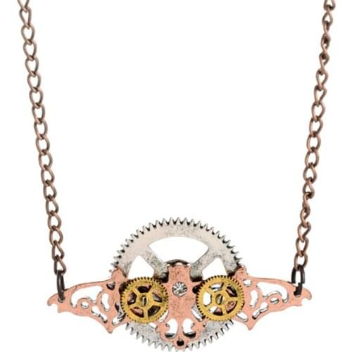 DoreenBeads Fashion Steampunk Necklace Metal Link Chain Silver Color Bronze Copper Bat Pendant Punk Series Jewelry,1 Piece
