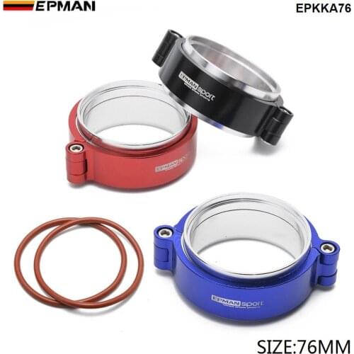 Epman Exhaust V-band Clamp w Flange System Assembly Anodized Clamp For 3" OD Exhaust Downpipe Turbo Dump Pipe EPKKA76